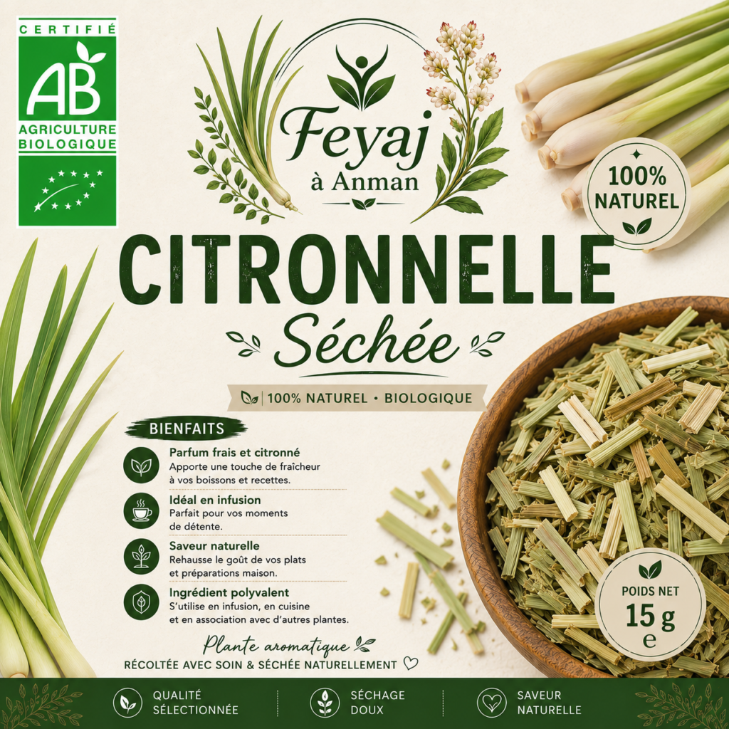 Feuilles et bulbes de citronnelle bio Ti Kann’ Vrac