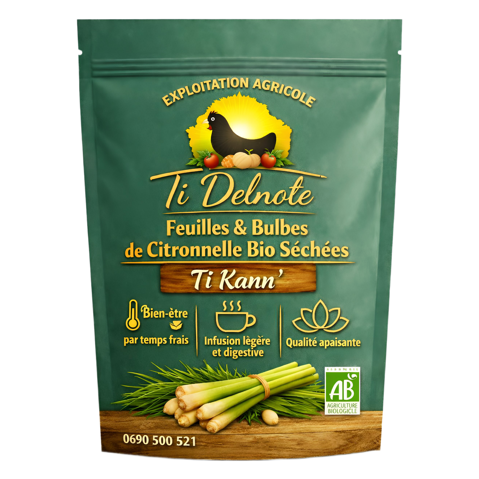 Feuilles et bulbes de citronnelle bio Ti Kann’ 50g vrac