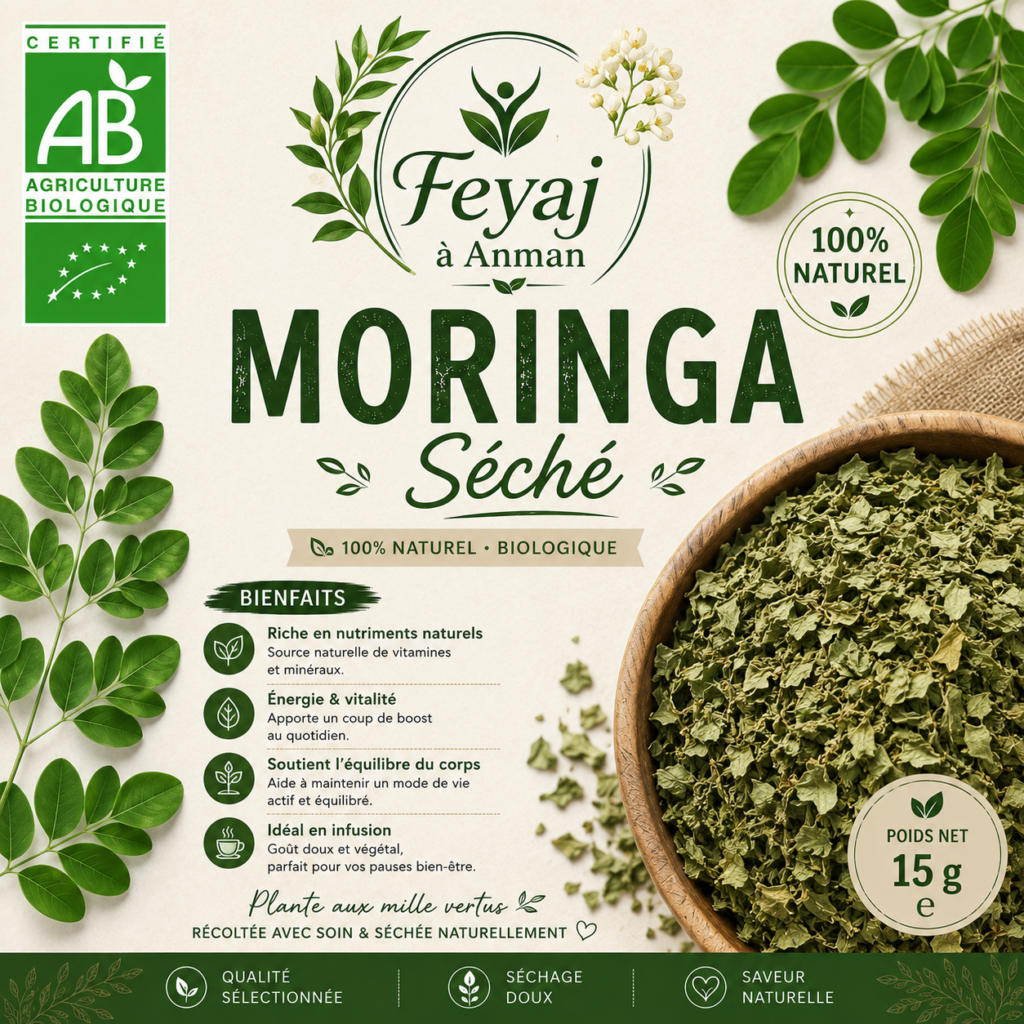 Feuilles et Fleurs de Moringa Bio Séchées - Infusion Bien-être Vrac